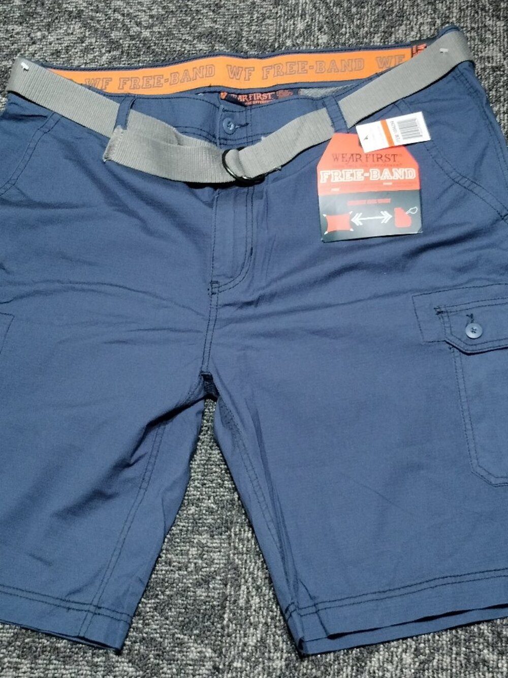 Wearfirst Men's Cargo Shorts size 42 Navy Blue Flat Front Stretch Cotton Blend